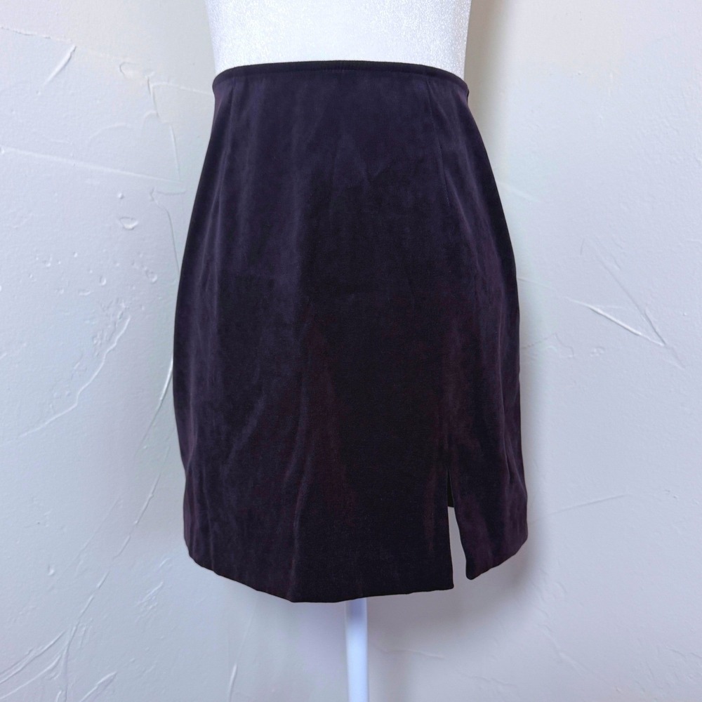 Express Compagnie Internationale Purple Faux Suede Mini Skirt Side Slit Size 3/4